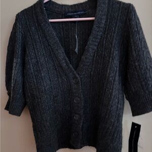 French Connection Charcoal Cardigan wool blend gray Large